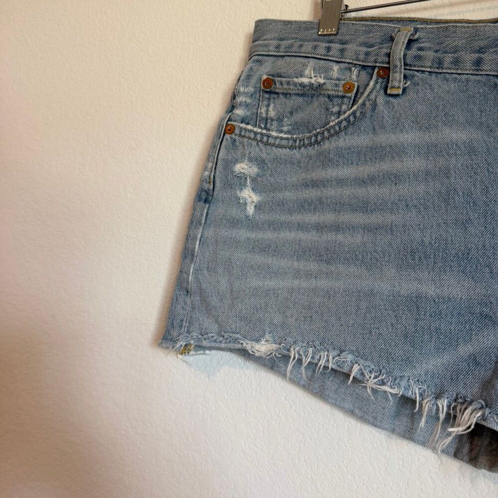 Agolde Swapmeet Blue Denim Parker Vintage Cut-Off Jean Shorts Women's Size 32 - Picture 4 of 7